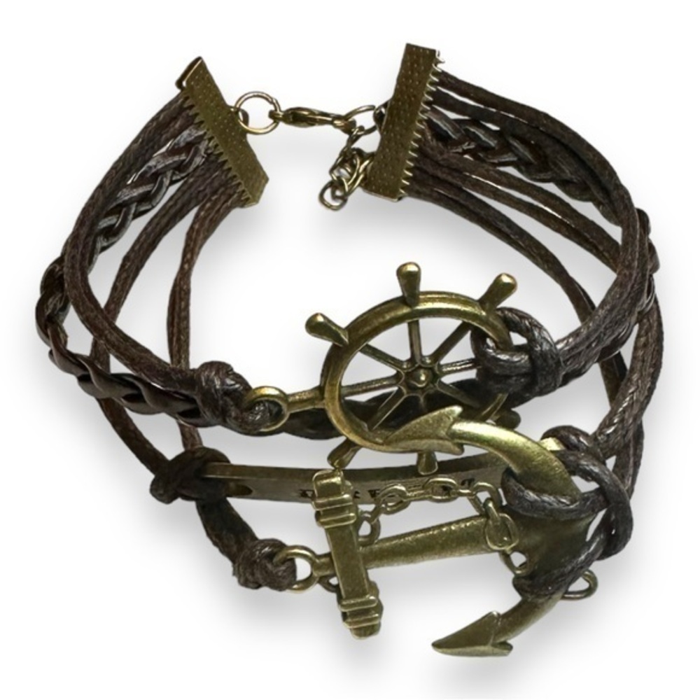 4/$25 -
Leather Cord & Charms Bracelet